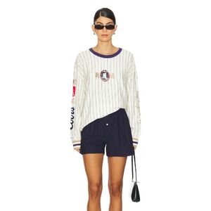 (#24) Coors River Crest - Cashmere Sweater - White & Tan Stripe